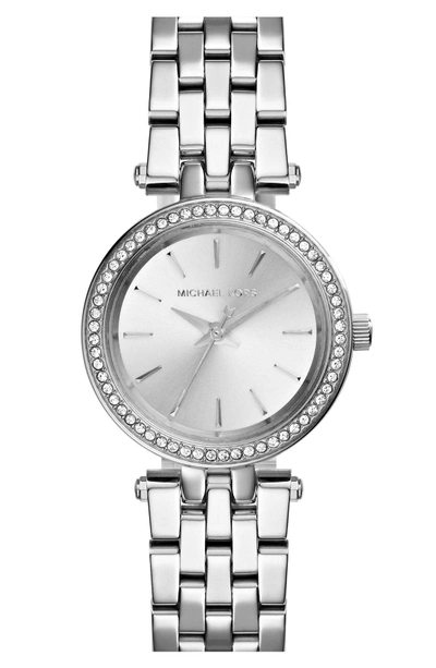 Shop Michael Michael Kors 'petite Darci' Crystal Bezel Bracelet Watch, 26mm In Silver