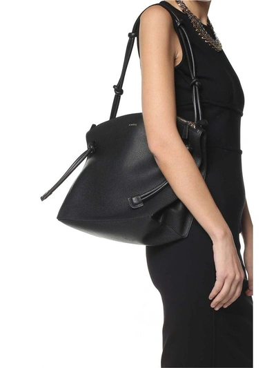 Shop Jil Sander Hill Md Grained-leather Tote Bag In Nero