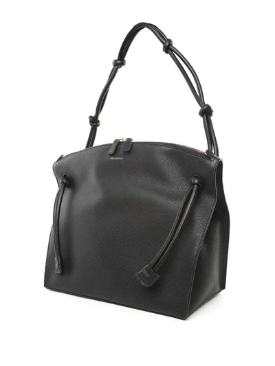 Shop Jil Sander Hill Md Grained-leather Tote Bag In Nero