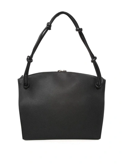 Shop Jil Sander Hill Md Grained-leather Tote Bag In Nero