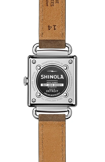 Shop Shinola Cass Leather Strap Watch, 28mm In Grey/ Navy Mother Of Pearl