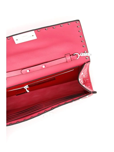 Shop Valentino Rockstud Spike Leather Bag In Shadow Pinkbianco
