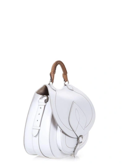 Shop Maison Margiela Leather Saddle Bag In White
