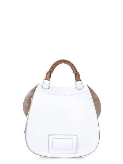 Shop Maison Margiela Leather Saddle Bag In White