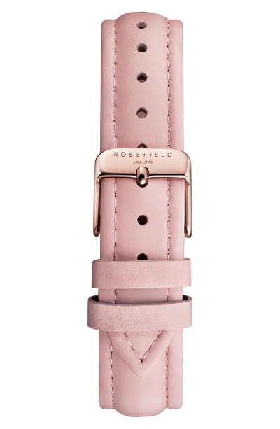 Shop Rosefield Bowery Leather Strap Watch, 38mm In Pink/ White/ Rose Gold