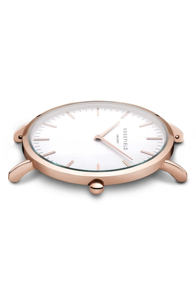Shop Rosefield Bowery Leather Strap Watch, 38mm In Pink/ White/ Rose Gold