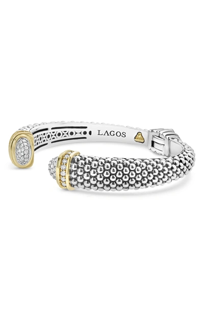 Shop Lagos Caviar Diamond Wrist Cuff In Silver/ Gold/ Diamond