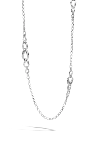 Shop John Hardy Bamboo Station Necklace In Silver