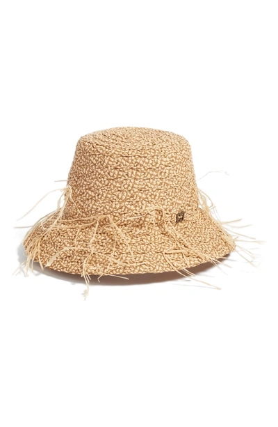 Shop Eric Javits Valeria Squishee Straw Bucket Hat In Peanut
