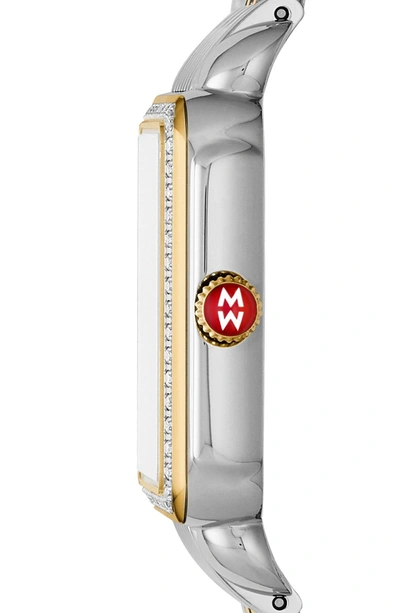Shop Michele Deco Ii Mid Diamond Dial Watch Case, 26mm X 28mm In Silver/ Gold