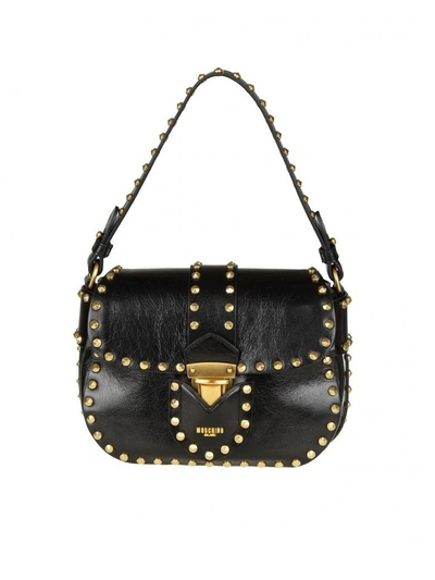 Shop Moschino Shoulder Bag In Black Leather