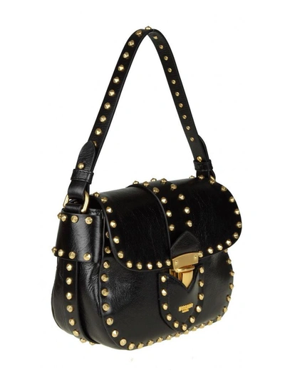 Shop Moschino Shoulder Bag In Black Leather