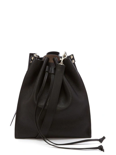 Shop Jw Anderson Drawstring Leather Shoulder Bag In Nero