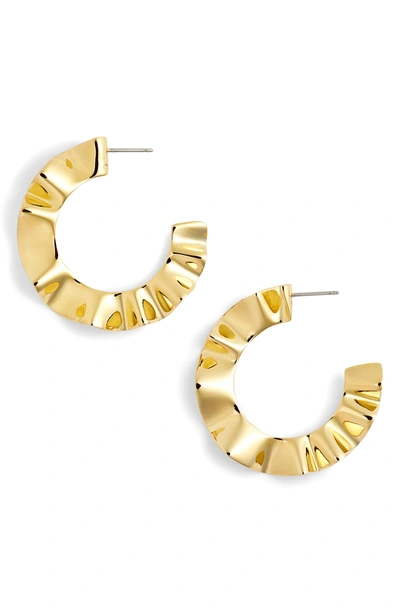 Shop Kate Spade Textured Hoop Earrings In Gold