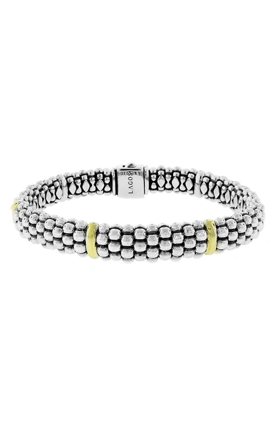 Shop Lagos Caviar Rope Bracelet In Silver/ Gold