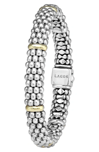 Shop Lagos Caviar Rope Bracelet In Silver/ Gold