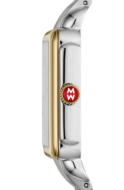 Shop Michele Deco Ii Mid Diamond Watch Head, 25mm X 30mm In Gold/ Mop/ Silver