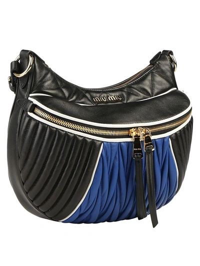 Shop Miu Miu Sacca Shoulder Bag In Nero+azzurro