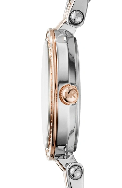 Shop Michael Michael Kors 'petite Darci' Crystal Bezel Bracelet Watch, 26mm In Silver/ Rose Gold