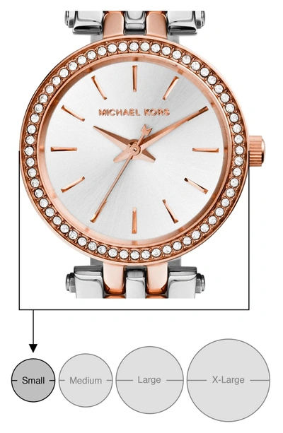 Shop Michael Michael Kors 'petite Darci' Crystal Bezel Bracelet Watch, 26mm In Silver/ Rose Gold