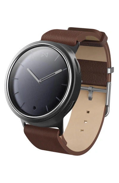 Shop Misfit Phase Leather Strap Smart Watch, 40mm In Brown/ Grey