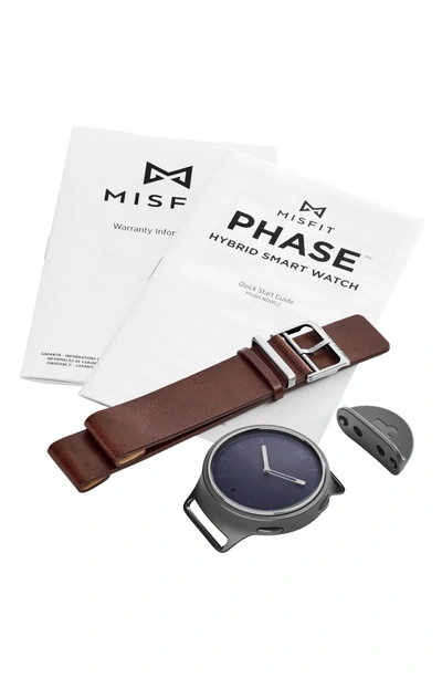 Shop Misfit Phase Leather Strap Smart Watch, 40mm In Brown/ Grey