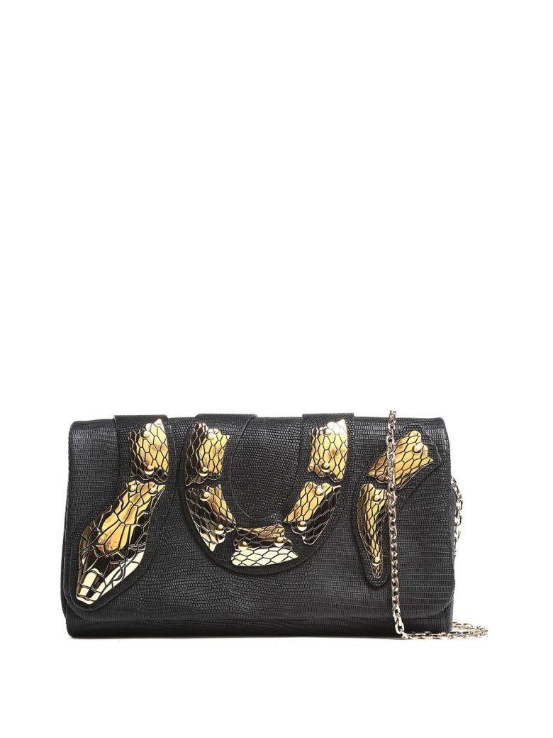 Red Valentino Sin Snake-print Leather Clutch In Nero | ModeSens