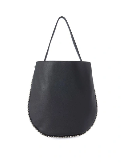 Shop Alexander Wang Roxy Hobo Black Leather Shoulder Bag In Nero