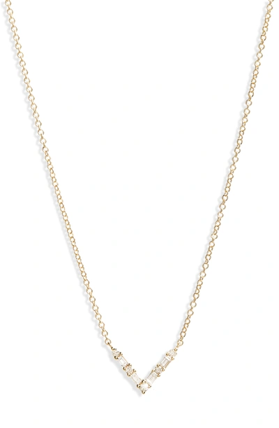 Shop Ef Collection Diamond Baguette Pendant Necklace In Yellow Gold
