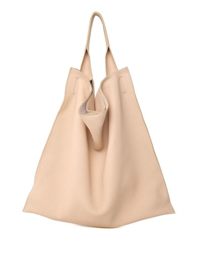 Shop Jil Sander Xiao Md Grained-leather Shoulder Bag In Rosa