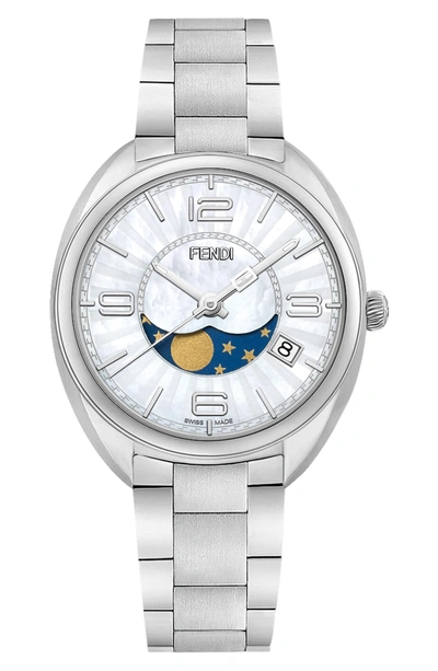 Shop Fendi Momento Bracelet Watch, 34mm In Silver/ Mop/ Silver
