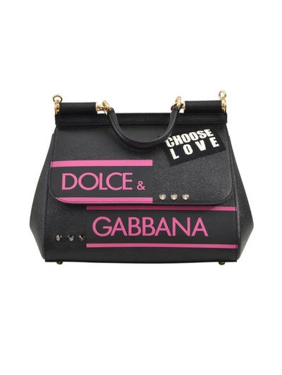 Shop Dolce & Gabbana Medium Sicily Tote Black
