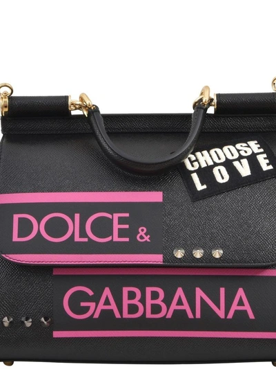 Shop Dolce & Gabbana Medium Sicily Tote Black
