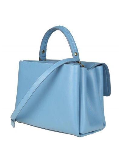 Shop Paula Cademartori Petite Faye Bag In Blue Leather