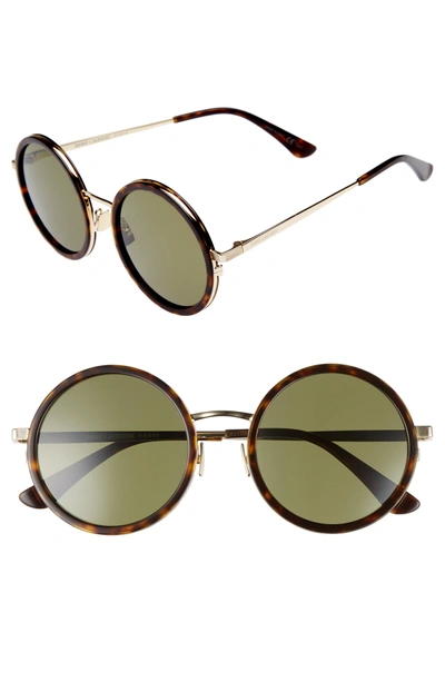Shop Saint Laurent 52mm Round Sunglasses - Havana