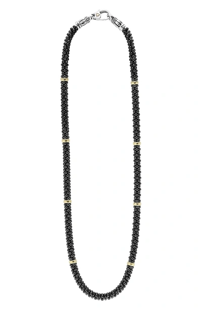 Shop Lagos 'black Caviar' Station Rope Necklace In Black Caviar/ Gold