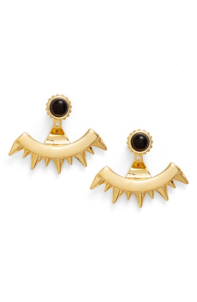 Shop Ettika Onyx Spike Ear Jackets In Gold