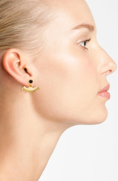 Shop Ettika Onyx Spike Ear Jackets In Gold