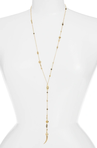 Shop Ettika Beaded Tooth Necklace In Pyrite/ Gold