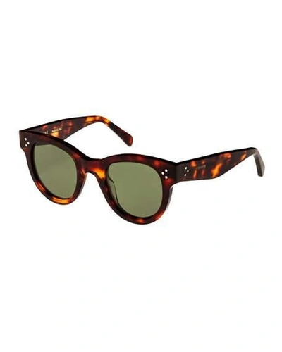 Shop Celine Studded Acetate Sunglasses W/ Mineral Lenses, Brown