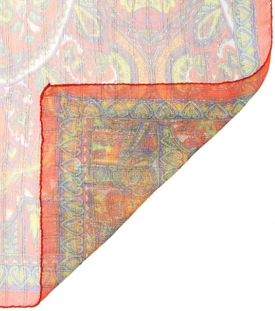 Shop Etro Printed Silk Scarf In Multicoloured