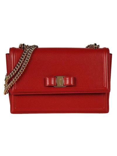 Shop Ferragamo Ginny Shoulder Bag In Red