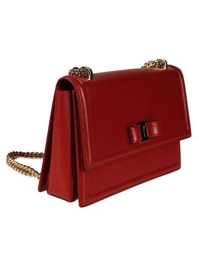 Shop Ferragamo Ginny Shoulder Bag In Red