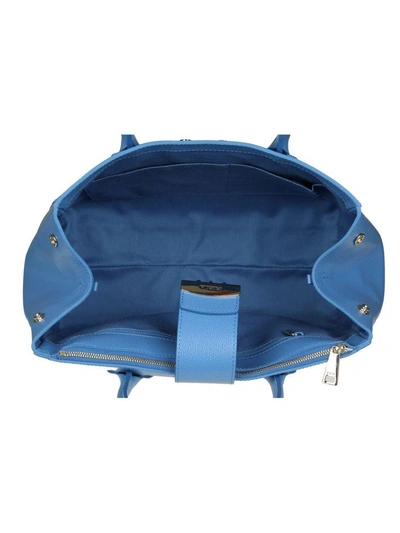 Shop Furla Metropolis M Hand Bag In Light Blue Color Leather