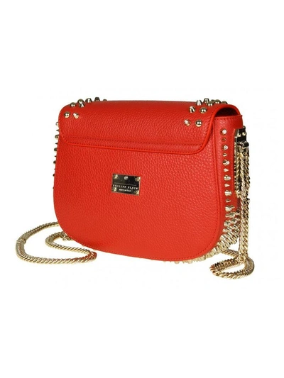Shop Philipp Plein Shoulder Bag "joanna" In Hammered Leather Color Red