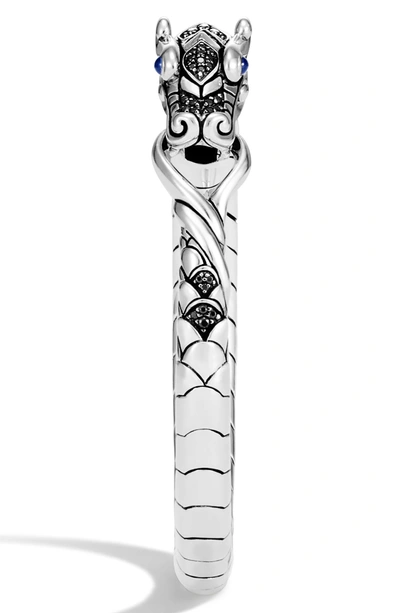 Shop John Hardy Legends Naga Small Cuff Bracelet In Silver/ Black/ Blue Sapphire