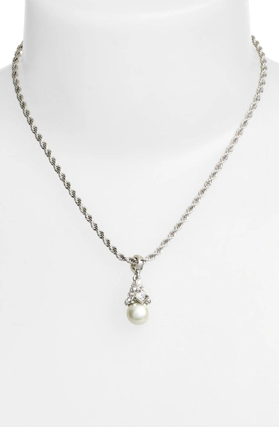 Shop Givenchy Imitation Pearl Pendant Necklace In Silver