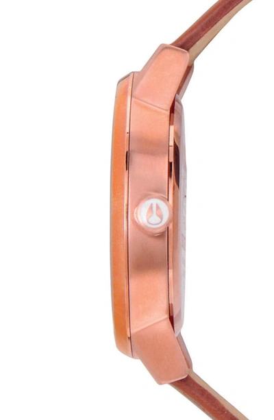 Shop Nixon 'the Kensington' Leather Strap Watch, 37mm In Brown/ Rose Gold/ White