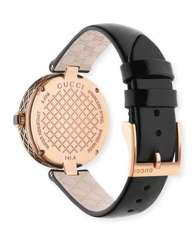 Shop Gucci 32mm Diamantissima Watch With Leather Strap, Black/rose