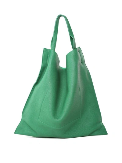 Shop Jil Sander Xiao Md Grained-leather Shoulder Bag In Verde